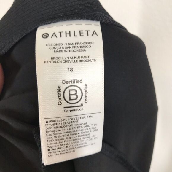 Athleta Women's Brooklyn Ankle Pants Size 18 Black Pull On Ribbed Panel Casual - Picture 9 of 11